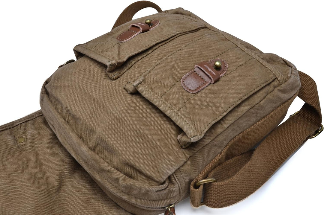 Gootium Vintage Canvas Classic Umhängetasche Messenger Bag/Schultertasche Herren, 25 cm, Armee Grün