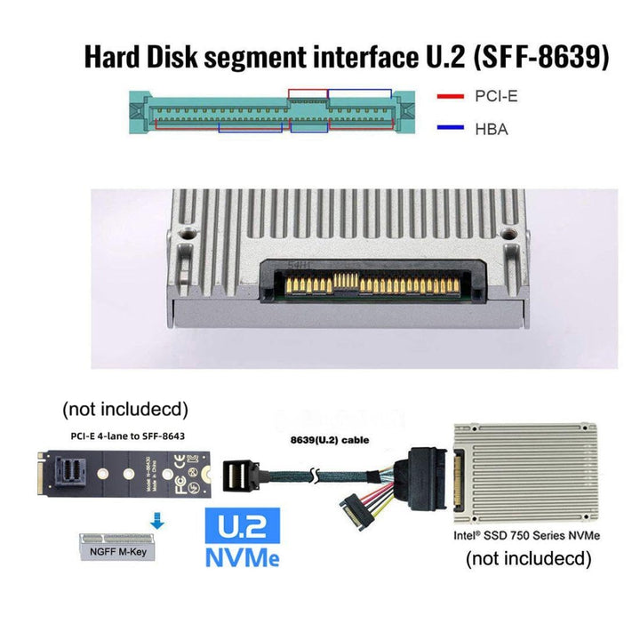 chenyang CY Mini SAS HD SFF-8643 zu U.2 U2 SFF-8639 NVME PCIe SSD-Kabel für Mainboard SSD 750 P3600