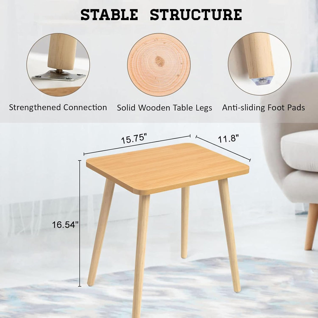 Beistelltisch, moderner Beistelltisch, Holz klein für Wohnzimmer, Schlafzimmer und Balkon, rechtecki
