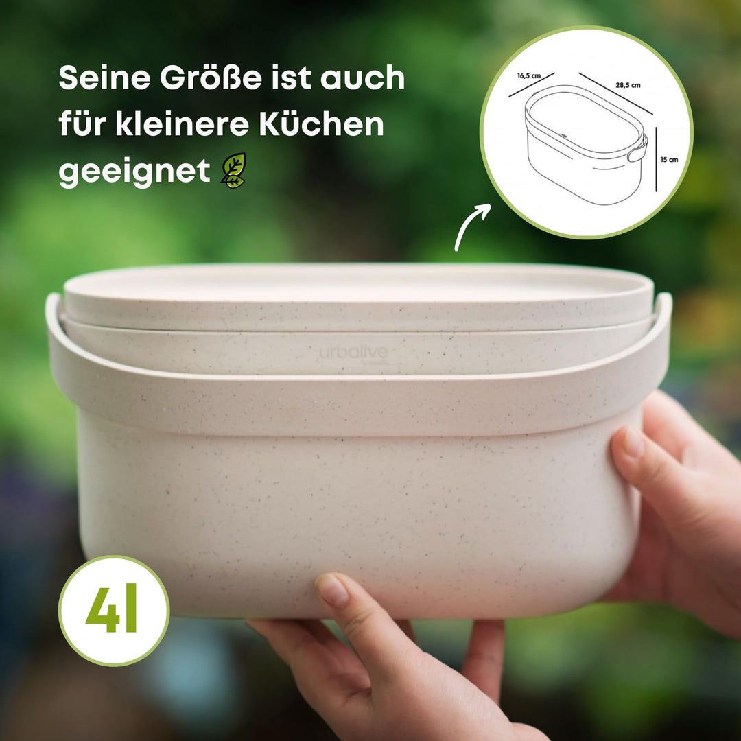 Urbalive Design Biomülleimer Küche 4L - Komposteimer Küche mit Deckel - Kleiner Mülleimer für alltäg