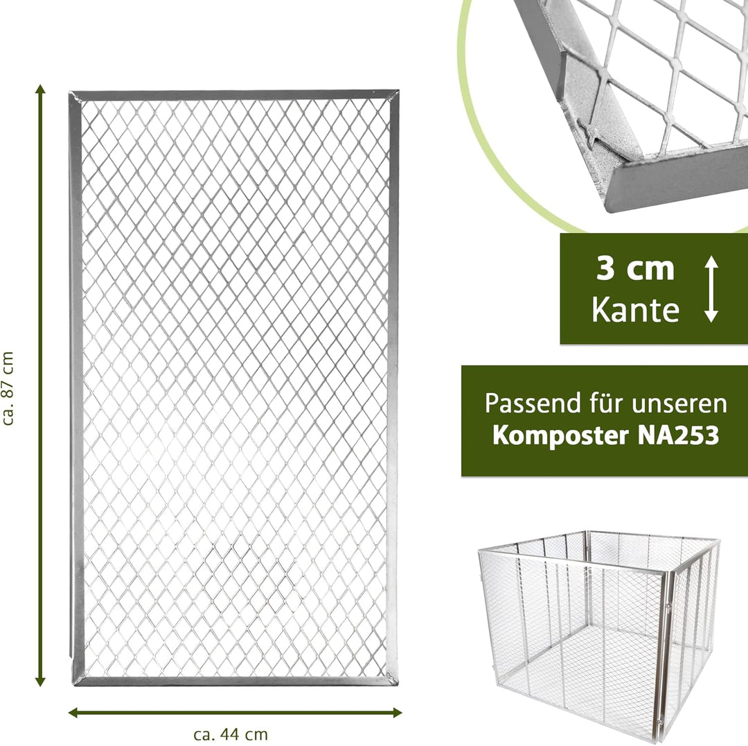 NATIV Garten Komposter 80x80x70 cm mit Deckel, Metallkomposter mit 448 Liter Volumen, Drahtkomposter