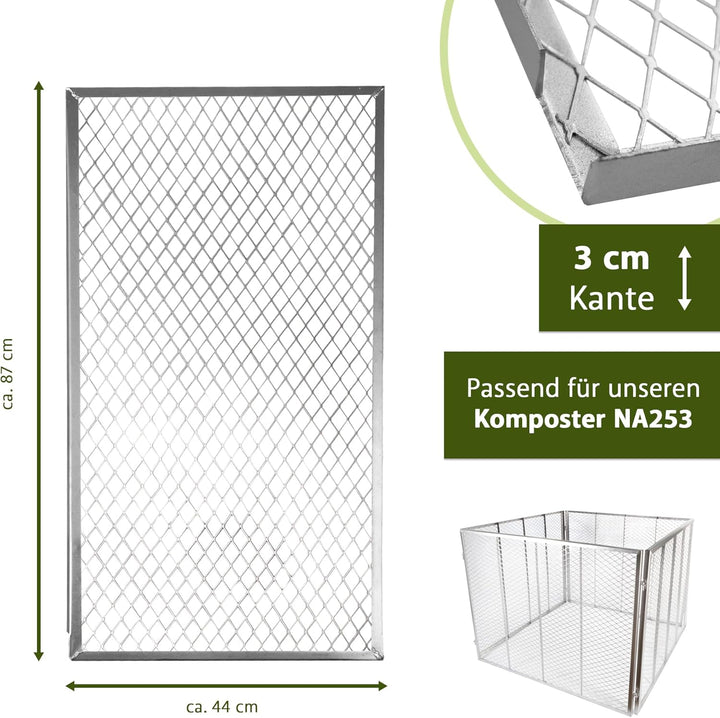 NATIV Garten Komposter 80x80x70 cm mit Deckel, Metallkomposter mit 448 Liter Volumen, Drahtkomposter