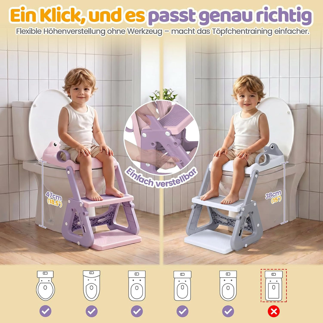 Orzbow Kinder Toilettensitz, Stabil Toilettensitz Kinder mit Treppe und Dreiecksstruktur, Verlängert