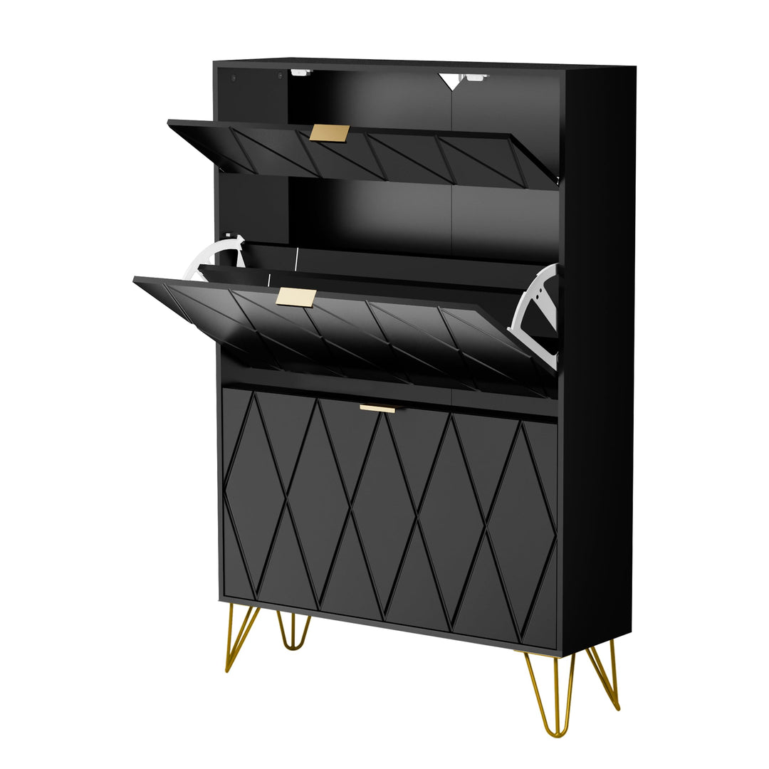 UEV Schuhschrank mit 2 Klappen, 80 x 24 x 120 cm für 16 Paar Schuhe mit 1 Schubladen, Schuhschrank S