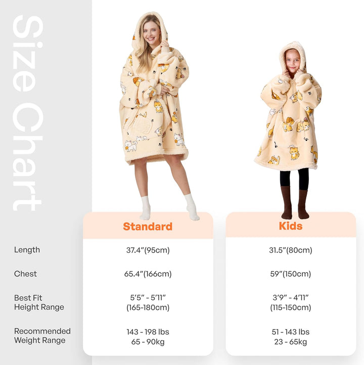 Giggling Getup tragbare Decken Hoodie – Übergrosse Flanell Sherpa Fleece Sweatshirt Decke für Erwach