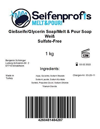 Seifenprofis© Glycerinseife Rohseife Seifenbasis - Seife Weiss (SLS/SLES-frei) (3kg Weiss), 3kg Weis