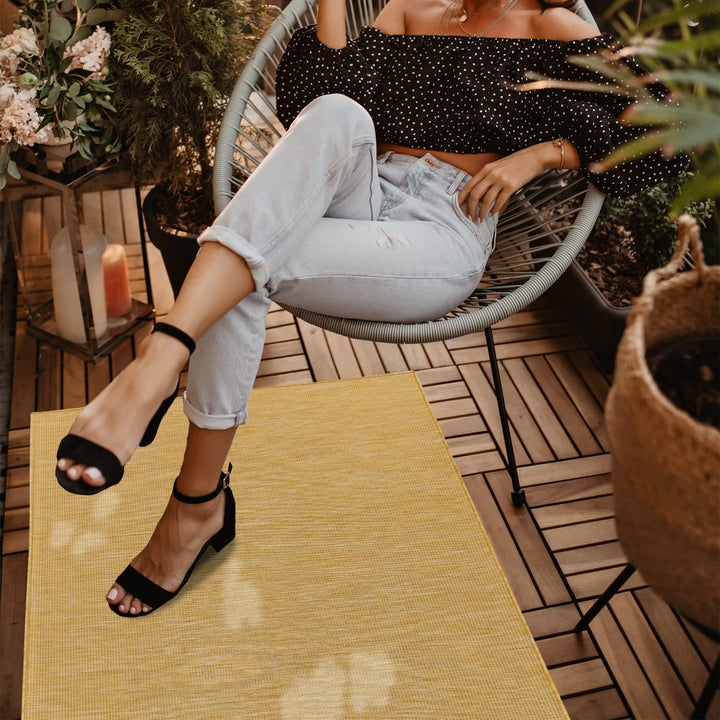 payé Outdoor Teppich Wetterfest - Gelb - 80x150cm - Läufer Küche Badezimmer Balkon Garten Terrassent