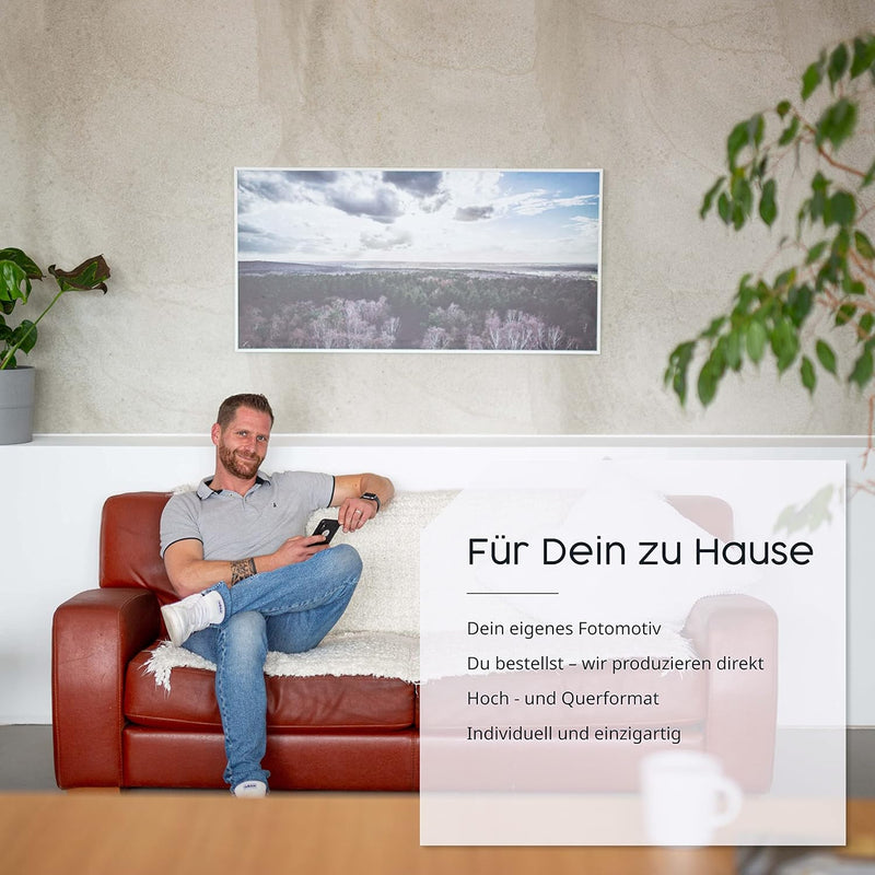 Infrarotheizung mit Bild – Bildmotive – TÜV SÜD - 1000 Watt Bildheizung + Thermostat - Weisser Rahme