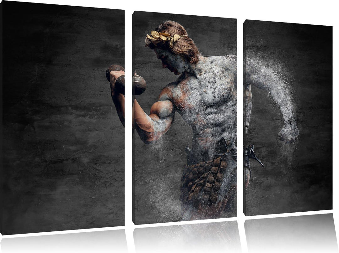 Pixxprint antiker männlicher Sportler als Leinwandbild | Grösse: 3 Teilig (120x80) | Wandbild| Kunst