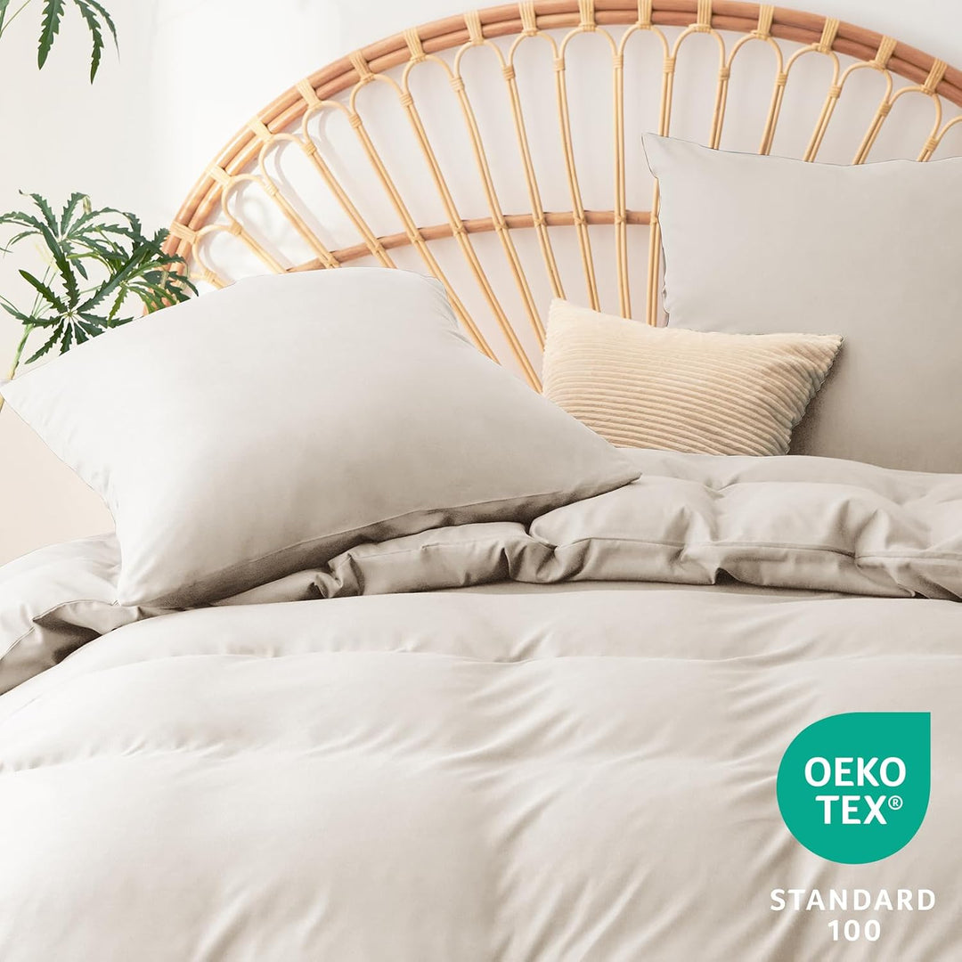 WAVVE Bettwäsche 240x260 3 teilig Beige - Bettbezug 260 x 240 Set mit Kissenbezügen 65x65 cm, Bettwä