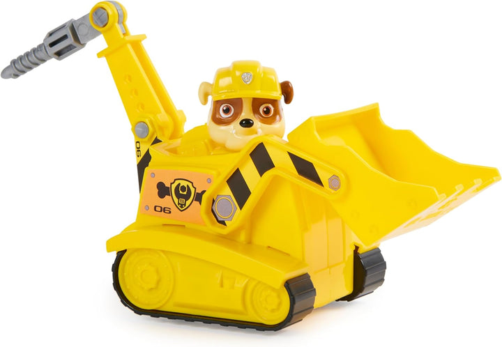 PAW Patrol, Baustellen-Fahrzeug mit Rubble-Figur (Sustainable Basic Vehicle/Basis Fahrzeug), Spielze