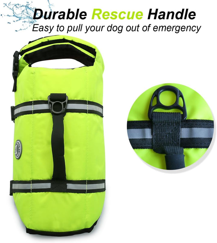 VIVAGLORY Ripstop Hunde Rettungsweste für Kleine Mittel Grosse Hunde Bootfahren, Hund Schwimmweste m