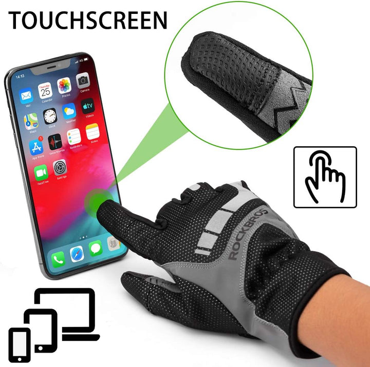 ROCKBROS Fahrradhandschuhe für Herren &amp; Damen，Winterhandschuhe mit Polarfleece, Touchscreen &amp; Reflek