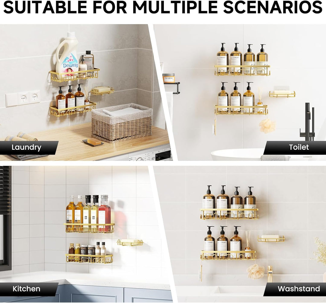 3 Stück Duschablage Ohne Bohren Edelstahl, Badezimmer Organizer Regal Zubehör, Seifen Zahnbürstenhal