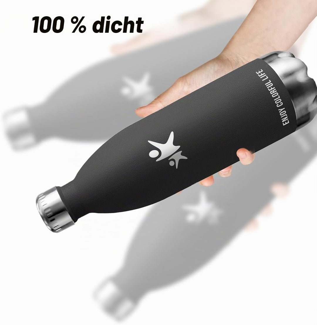 Trinkflasche Edelstahl, Trinkflasche 1l, BPA-Freie, Isolierflasche Doppelwandig, Trinkflasche Sport,