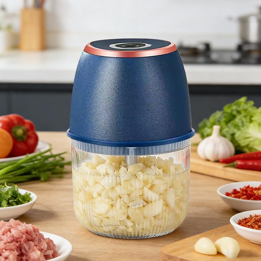 Zerkleinerer Küche Elektrisch Mini Zwiebelschneider - 350ml Multizerkleinerer Kabelloser USB-Aufladu