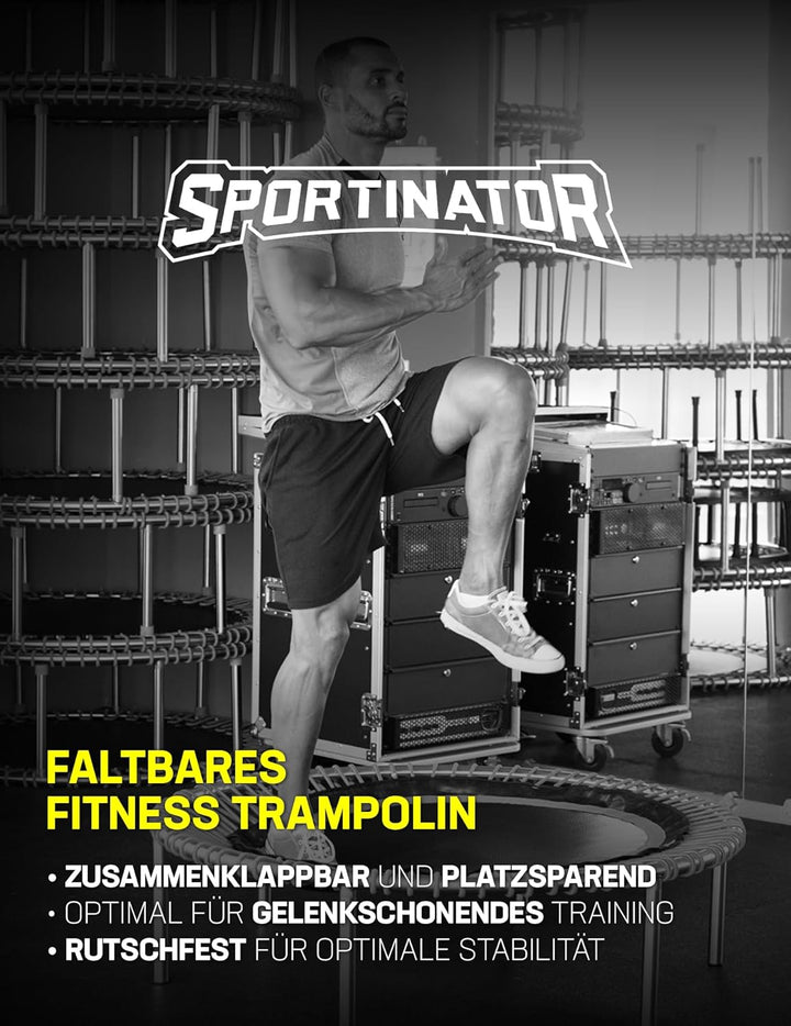 SPORTINATOR® Ukarus faltbares Indoor Fitness Trampolin Ø 96 cm, für Dein Training zu Hause, Koordina