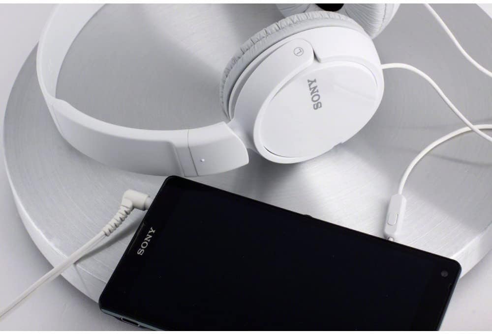 Sony MDR-ZX110AP faltbarer Bügelkopfhörer mit Headsetfunktion, weiss Weiss Single, Weiss Single