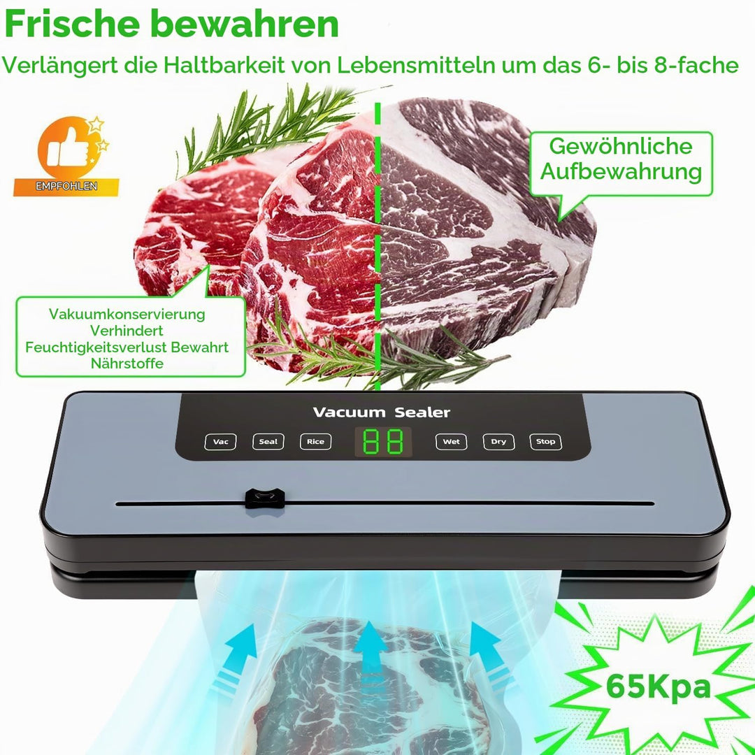 Vakuumiergerät, Vakuumierer mit 50 Vakuumierbeutel, Folienschweissgerät für Lebensmittel mit Cutter
