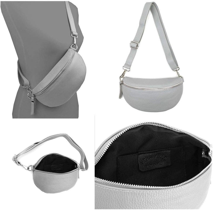 Made in Italy OBC Damen Set Gürteltasche + Schultergurt Leder Crossbody Hüfttasche Bauchtasche Umhän