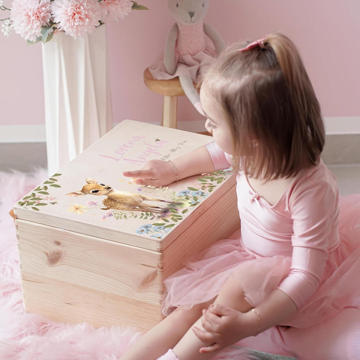 KIDSMOOD - Erinnerungsbox Baby, personalisierte Holzkiste mit Deckel, Ideal zur Aufbewahrung von Eri
