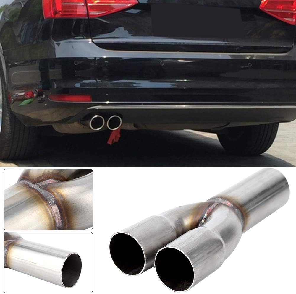 Auto Endrohre, Universal Edelstahl Auto Auspuff Endschalldämpfer Endschalldämpfer Doppelausgang 1,5