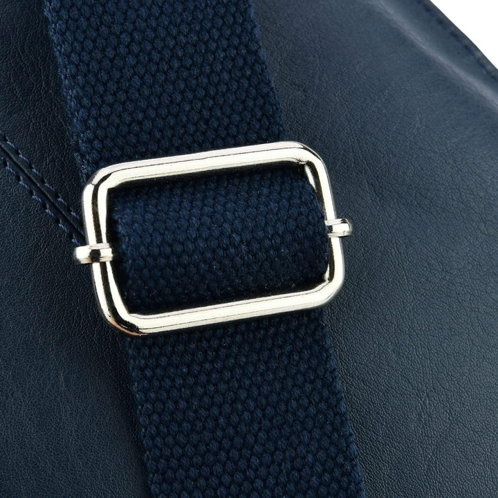 Biagiotti Herren-Handtasche mit verstellbarem Schultergurt, mehrere Taschen aus echtem Leder Blau Kl