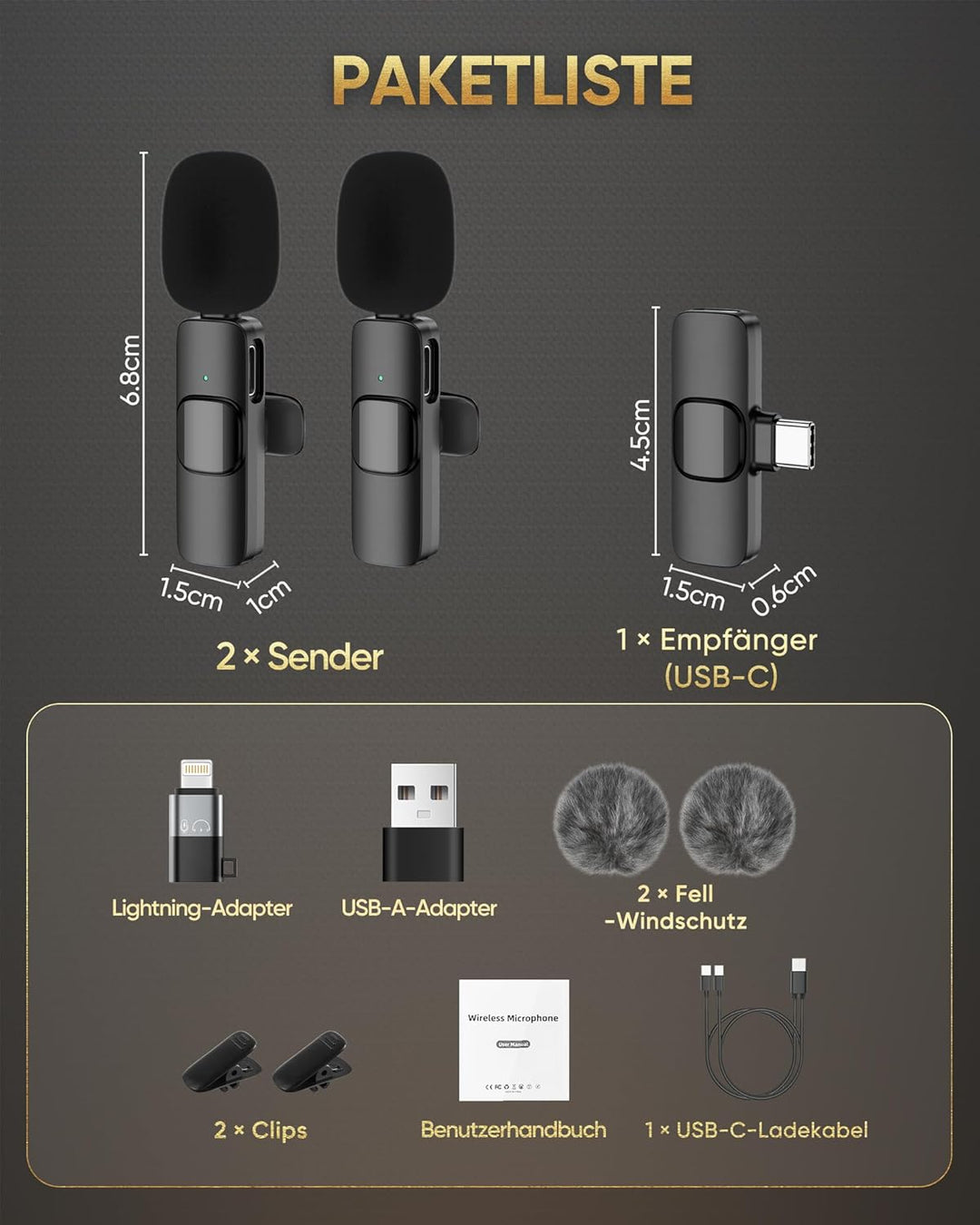 Lavalier Mikrofon Kabellos kompatibel mit iPhone/iPad/Android-Handy/Laptop, Plug-Play Wireless Anste