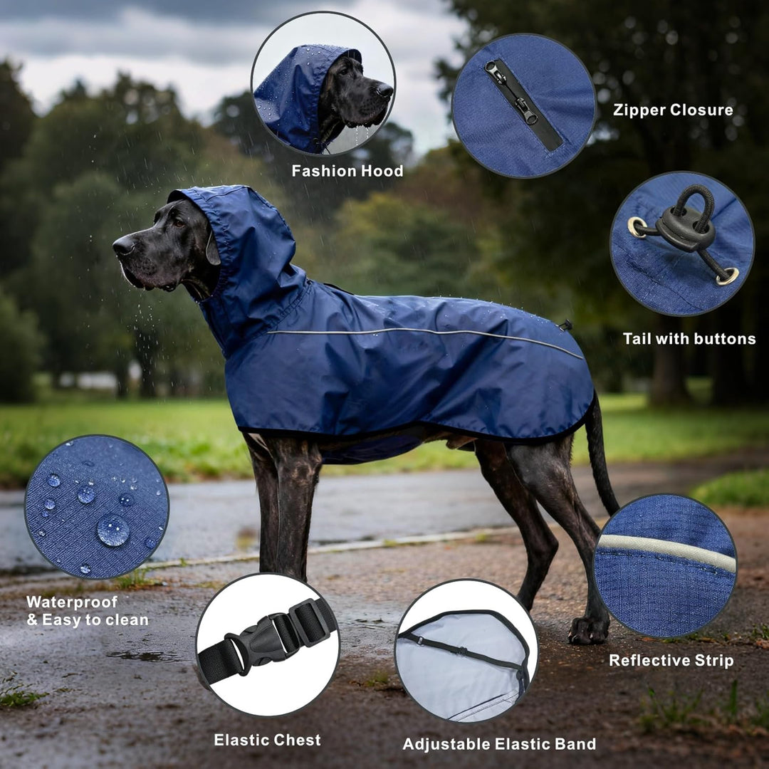 Mosucoirl Hund Regenmantel Jacke Reflektierende Verstellbare Kapuze Haustier Poncho Regenmantel mit