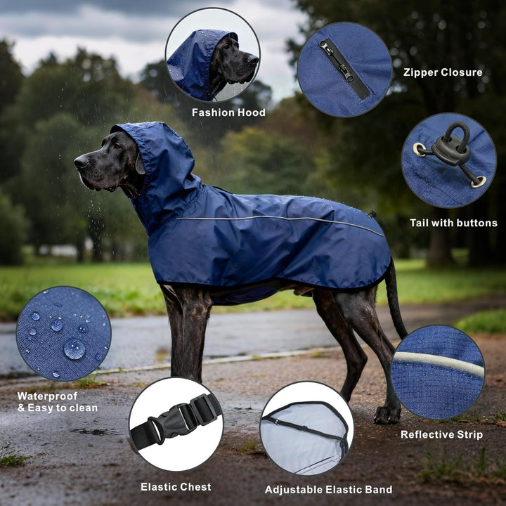 Mosucoirl Hund Regenmantel Jacke Reflektierende Verstellbare Kapuze Haustier Poncho Regenmantel mit