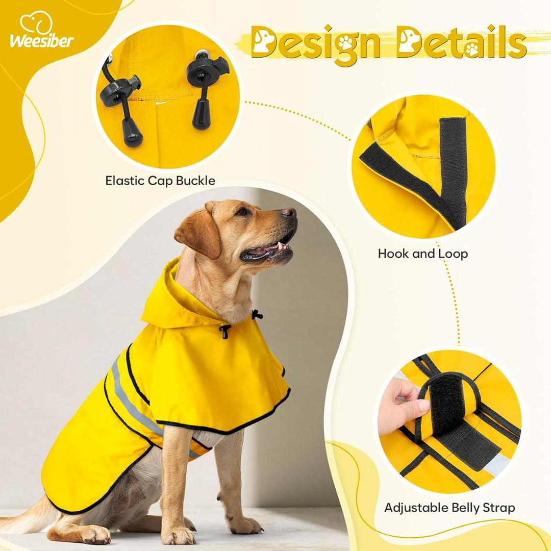 Weesiber Regenmantel Hund – Reflektierender hunderegenmantel wasserdicht verstellbare Regenjacken fü