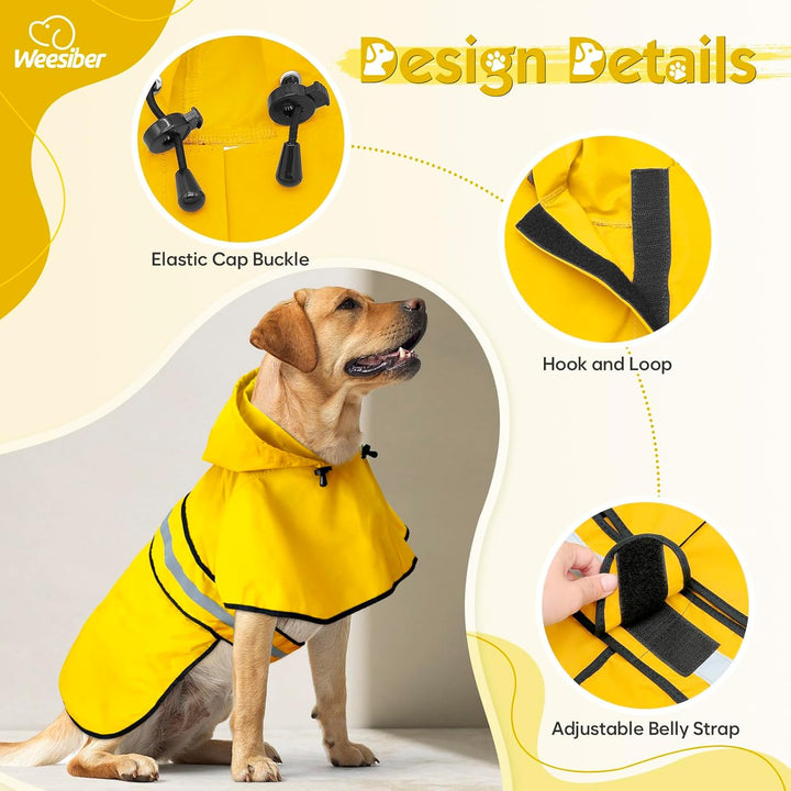 Weesiber Regenmantel Hund – Reflektierender hunderegenmantel wasserdicht verstellbare Regenjacken fü