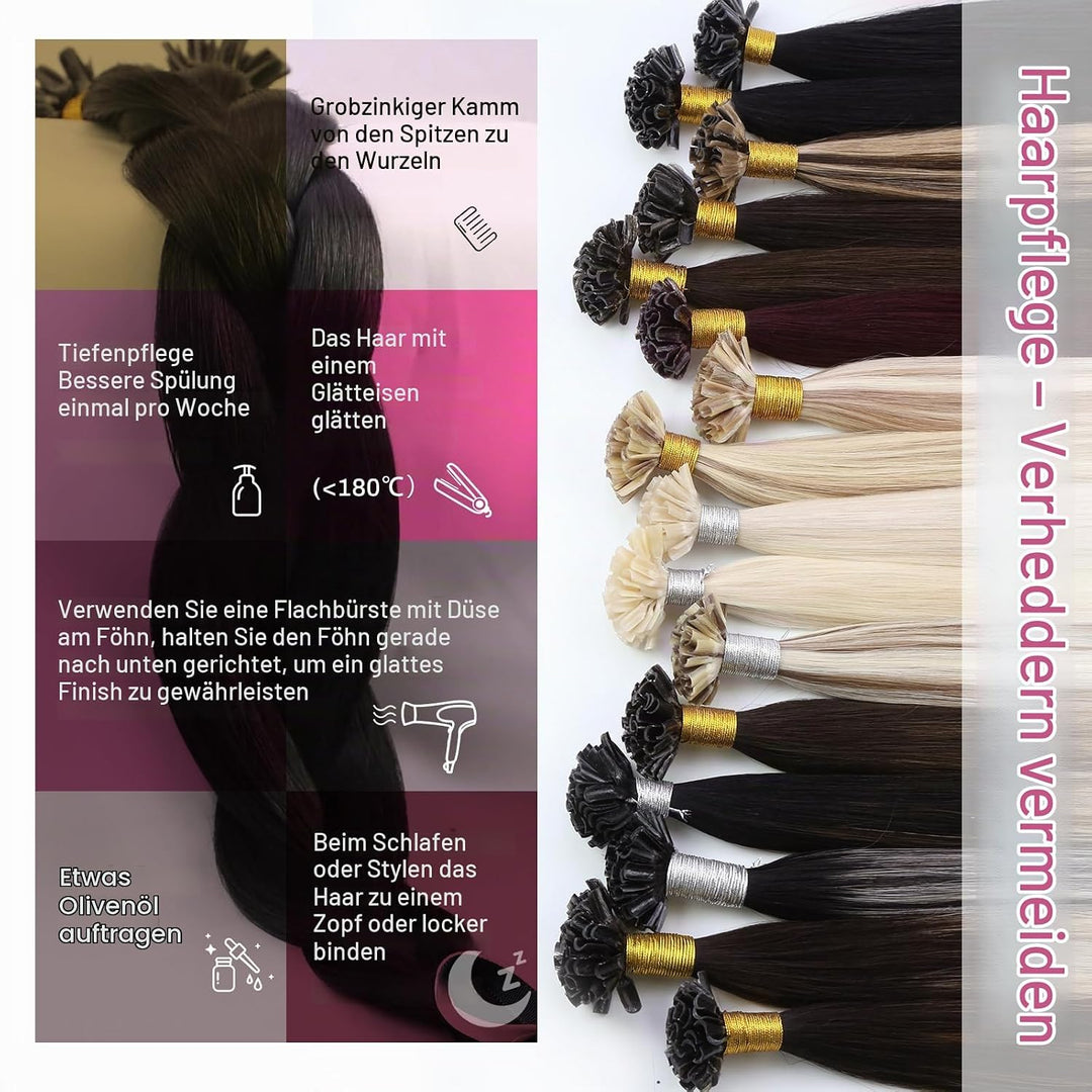 Moresoo Echthaar Extensions Bondings 60cm U Spitzen Haarverlängerungen Remy Keratin Hair Extensions