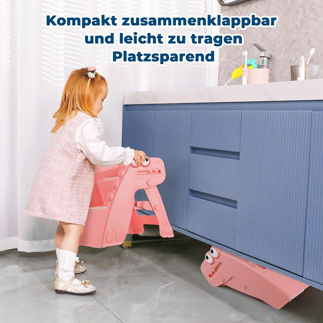 Tritthocker Kinder, Hocker Kinder Klappbar Tritthocker 2 Stufen, Rutschfester Hocker Kinder Bad Anti