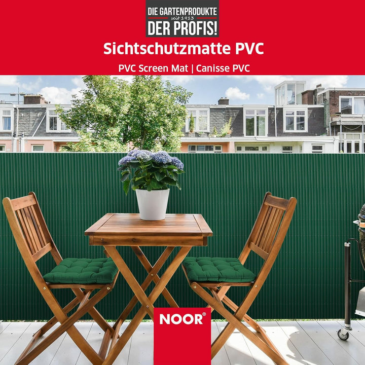 NOOR Sichtschutzmatte PVC 1 x 10m Grün I Wasserdichter Sichtschutz aus Kunststoff für Gärten I UV-be