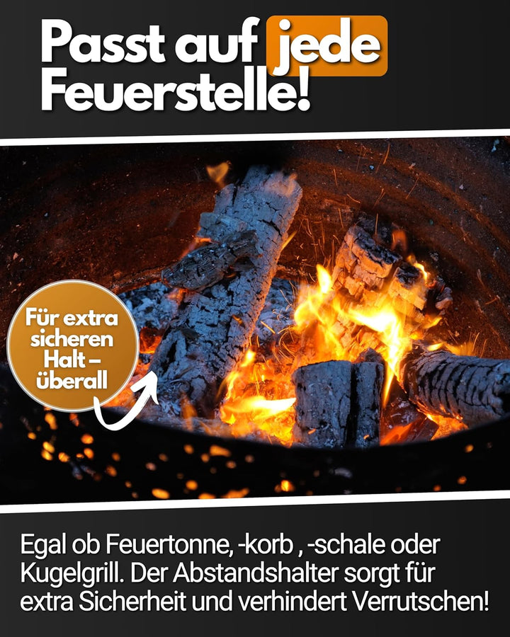 Feuerfest 123 - Abstandshalter Feuerplatte [Ø 100 cm] - Für Feuertonnen, Kugelgrills & Feuerschalen