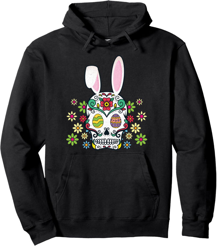 Zucker Schädel Glücklich Ostern Hase Ohren Niedlich Pullover Hoodie