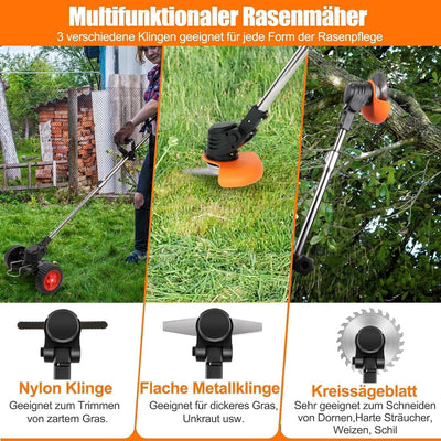 Rasentrimmer Mit Akku 21V Leichter Freischneider 33~47in Rasentrimmer Teleskop-stiel,2pcs 4.0Ah Akku