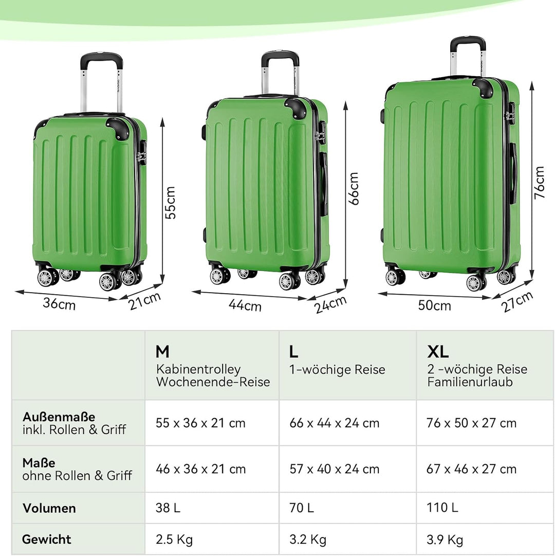BEIBYE Hartschalen-Koffer Trolley Rollkoffer Reisekoffer Sicherheit Zahlenschloss Zwillingsrolle ABS