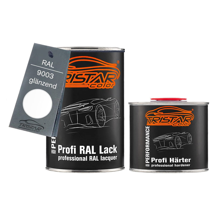 TRISTARcolor RAL 9003 Signalweiss glänzend 2K Autolack 1,5 Liter / 1500 ml Dose inkl. Härter