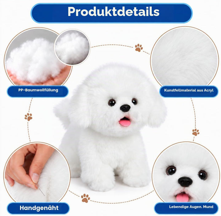 CU-MATE Plush Interactive Maltese Simulation Dog-Realistic Stuffed Animal Puppy Electronic Toy Robot