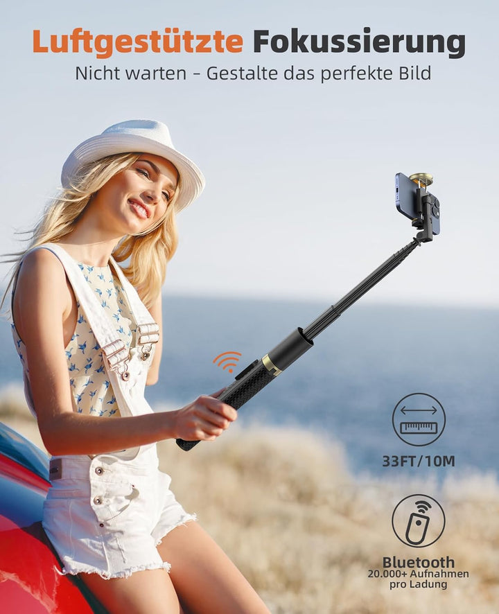 Vimose 158cm Handy Stativ, Schwere Ausführung Selfie Stick mit Fernbedienung, tragbares Reisestativ