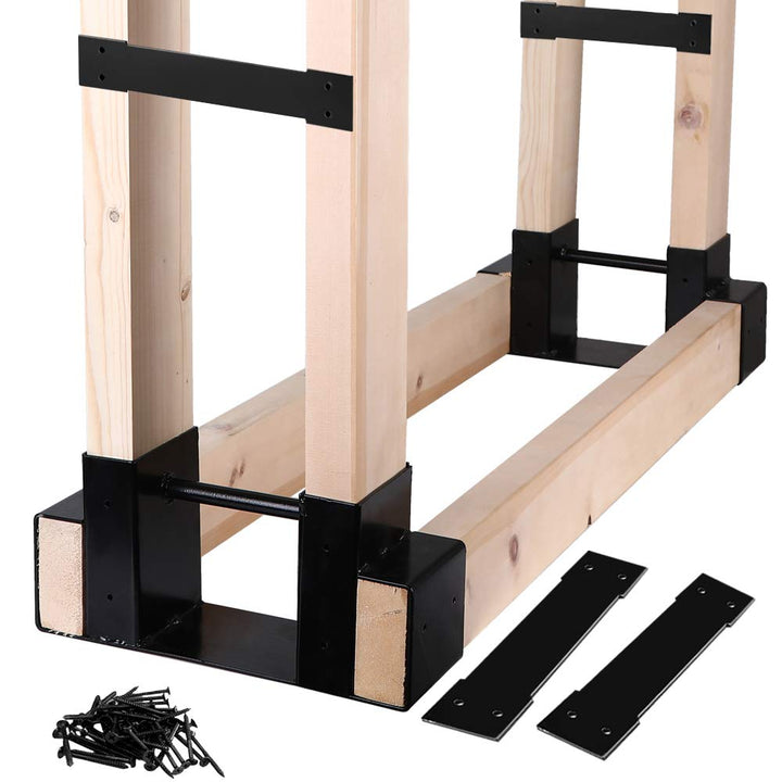 MOFEEZ Outdoor Firewood Log Storage Rack Bracket Kit,Fireplace Wood Storage Holder-Adjustable to Any