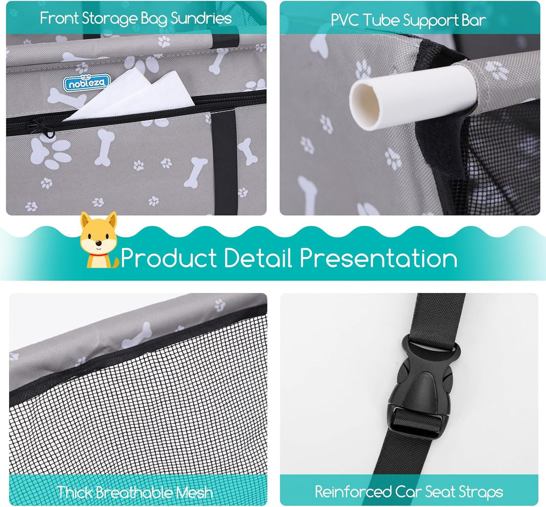 Nobleza - Stabiler Auto Hundesitz für Kleine bis Mittlere Hunde, Wasserfestes Material, Faltbar für