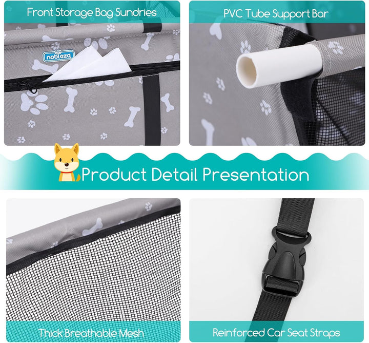 Nobleza - Stabiler Auto Hundesitz für Kleine bis Mittlere Hunde, Wasserfestes Material, Faltbar für