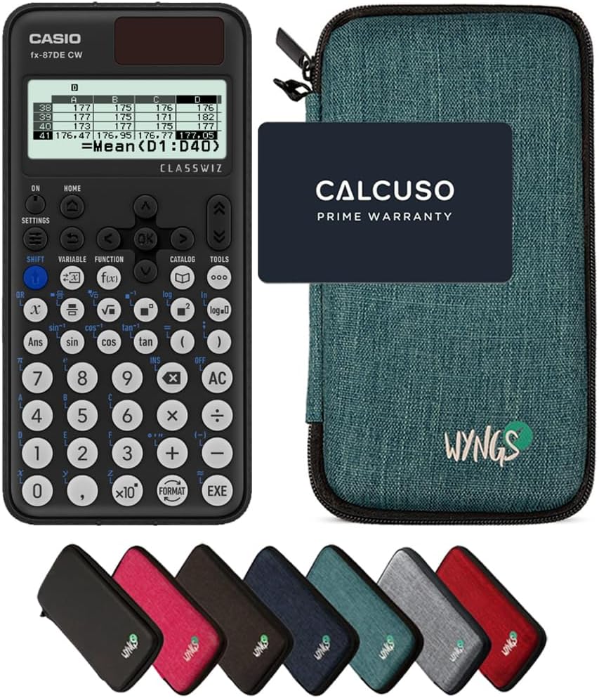 CALCUSO Sparpaket: Casio FX-87DE CW ClassWiz technisch-wissenschaftlicher Schulrechner + WYNGS Schut