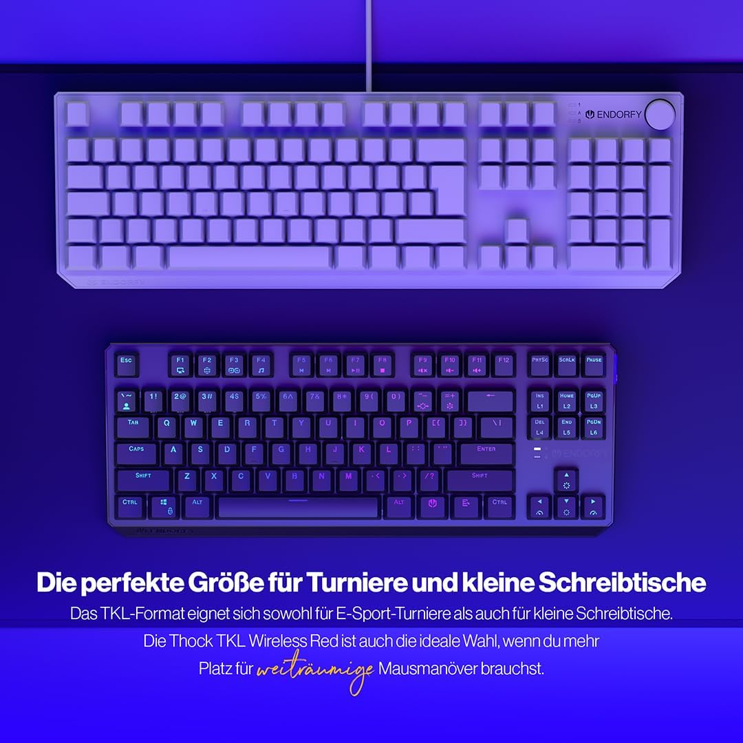 ENDORFY Thock TKL Wireless Red, TKL Wireless Mechanical Keyboard, QWERTY, Kailh Red switches, RGB, P
