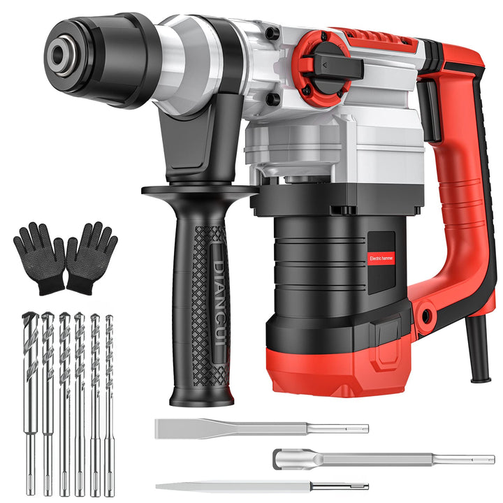 Bohrhammer SDS Plus 1500W, 4 in 1 Funktionen, Anti-Vibrationsgriff und Sicherheitskupplung, Mit Zube