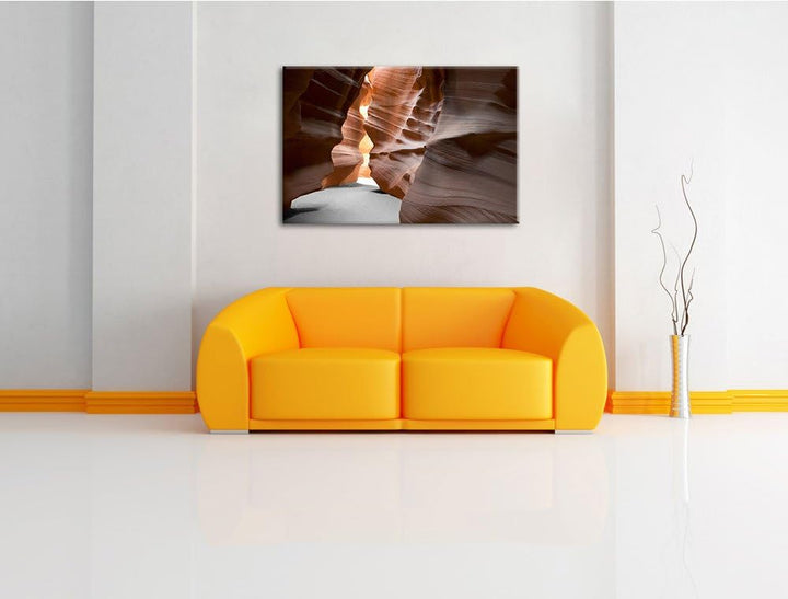 Durchgang im Antelope Canyon schwarz/weiss Format: 100x70 auf Leinwand, XXL riesige Bilder fertig ge