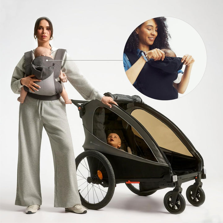 Kinderkraft ergonomische Babytrage CARRYBEE ab 3 Monaten bis 20 kg, verstellbar, feste Kapuze, aus B